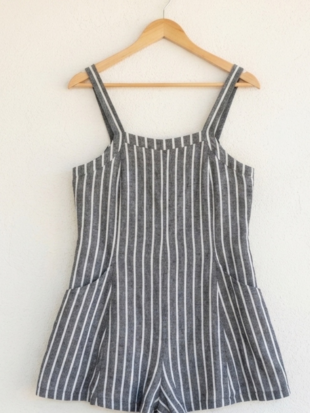 Abound Gray and White Striped Romper